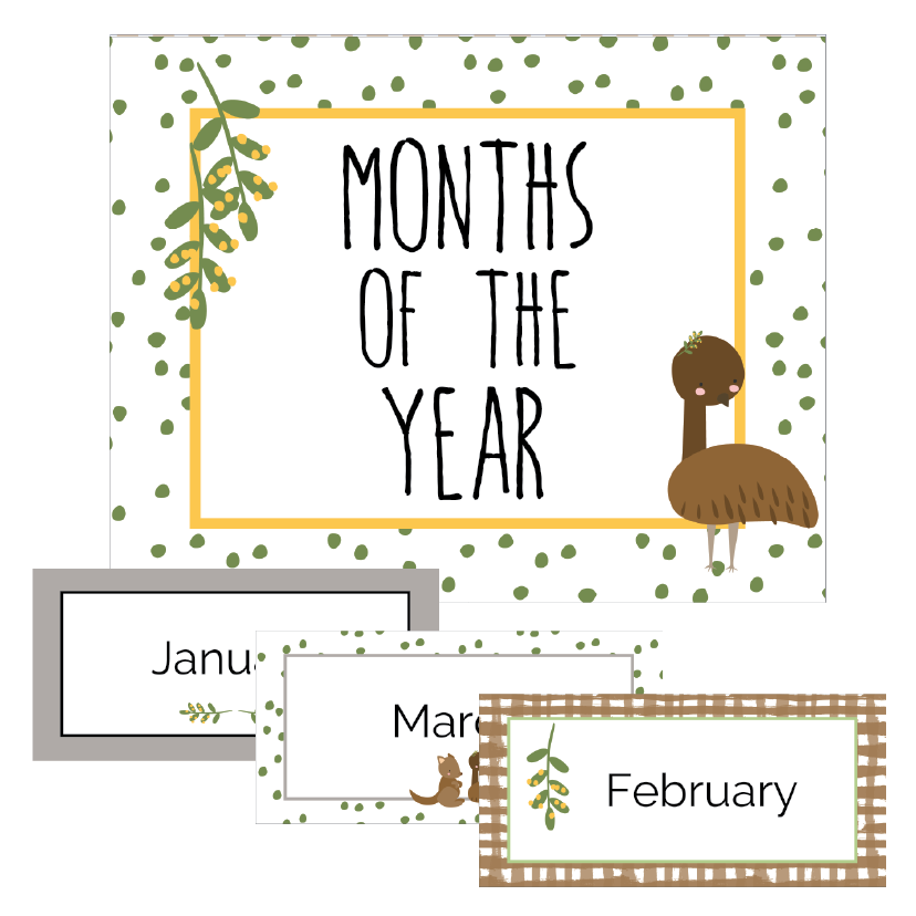 Australian Cuties Months of the Year Classroom Chart