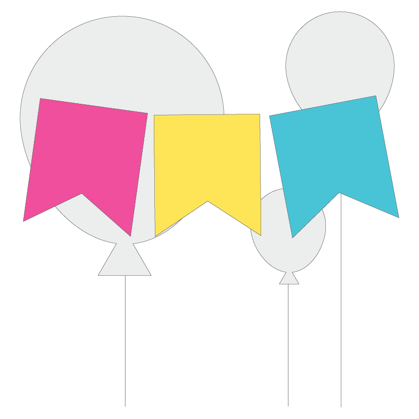 Colourful banner flags on a white background