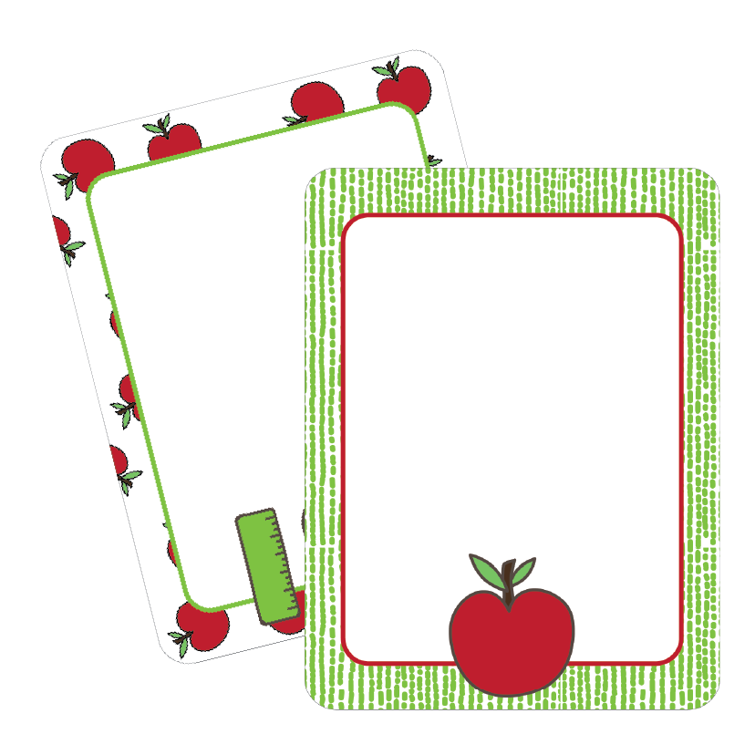 Two editable classroom signs with red apples and green borders on a white background