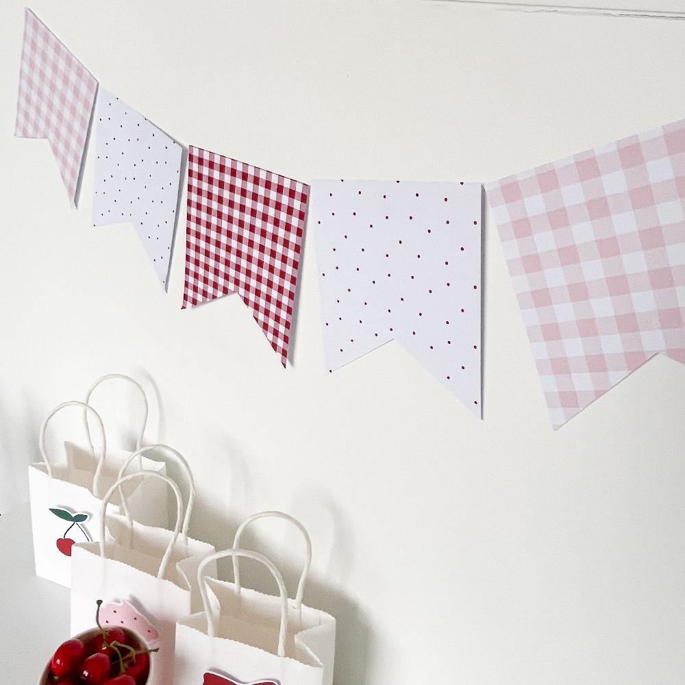 Dovetail printable bunting flags on white wall