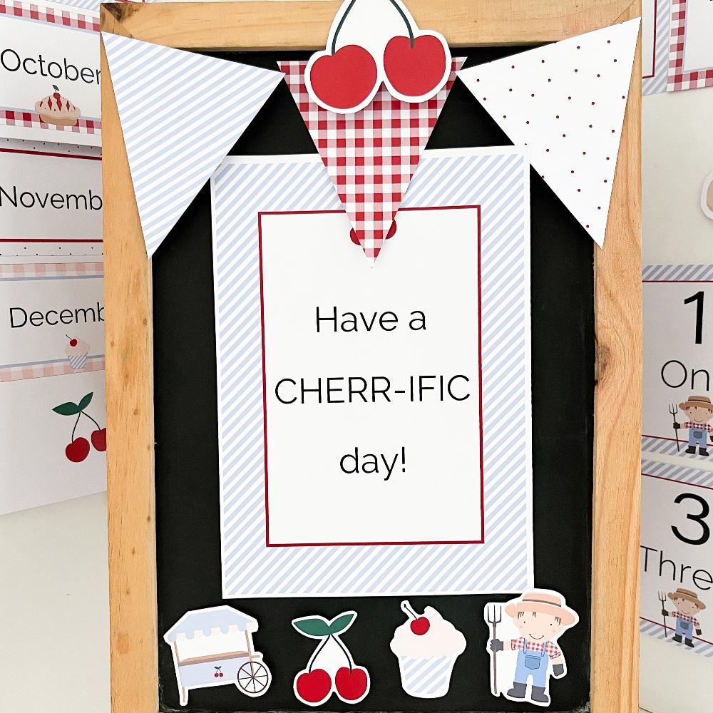 Cherry Themed Classroom Printable Signs bt The Printable Place.