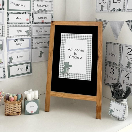 Crocodile theme printable decxor display in a classroom set up.