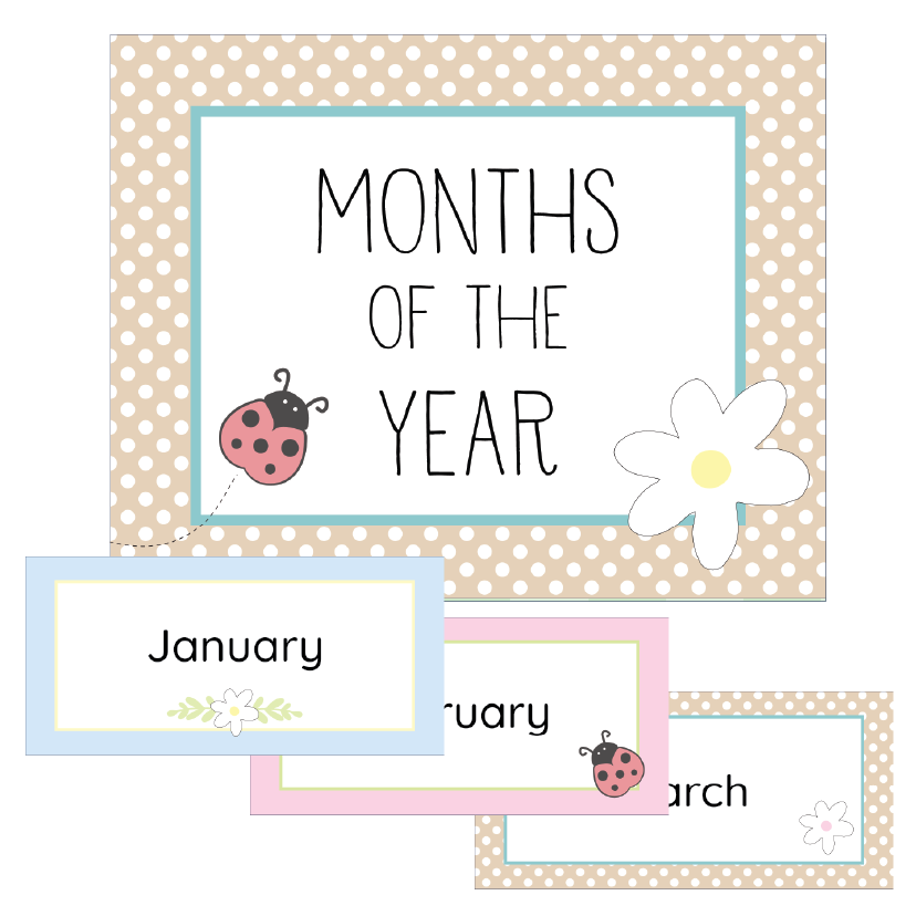 Spring Flowers Months of the Year Classroom Chart