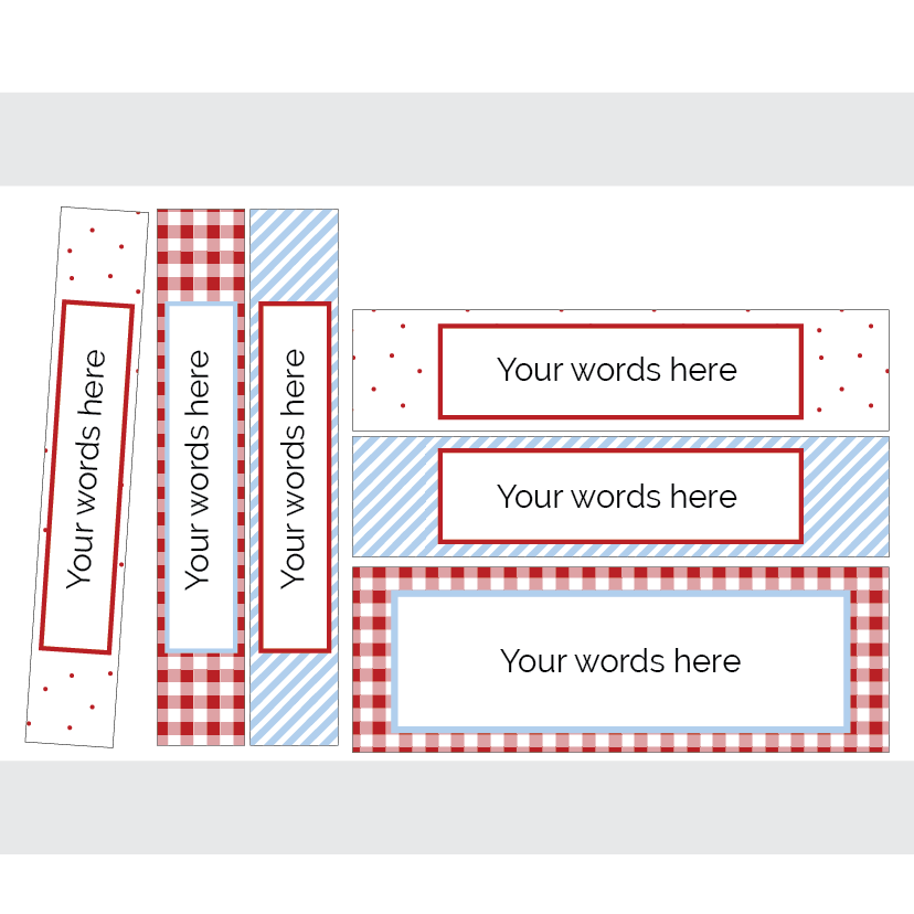 Binder Labels in various patterns with editable text on white background