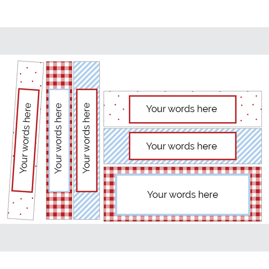 Binder Labels in various patterns with editable text on white background
