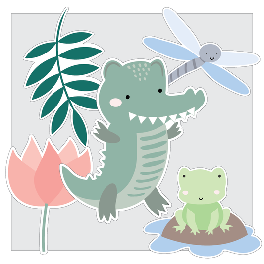 Crocodile Style printable Cut out shapes for classroom displayed on a white background