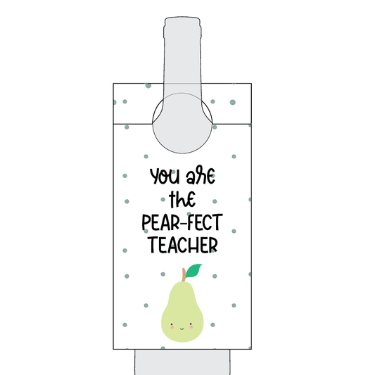 Card with a pear illustration and text 'You are the pear-fect teacher' on a white background