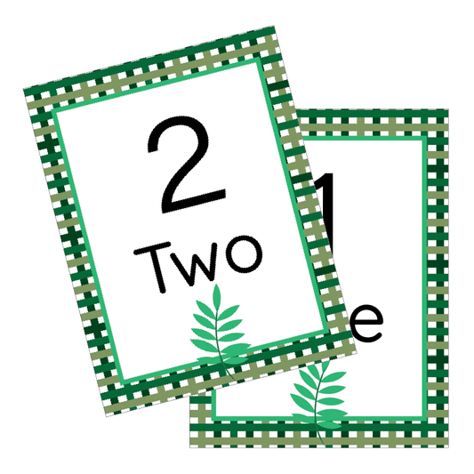 Two green checkered cards with the number '2' and the word 'Two' on a white background.