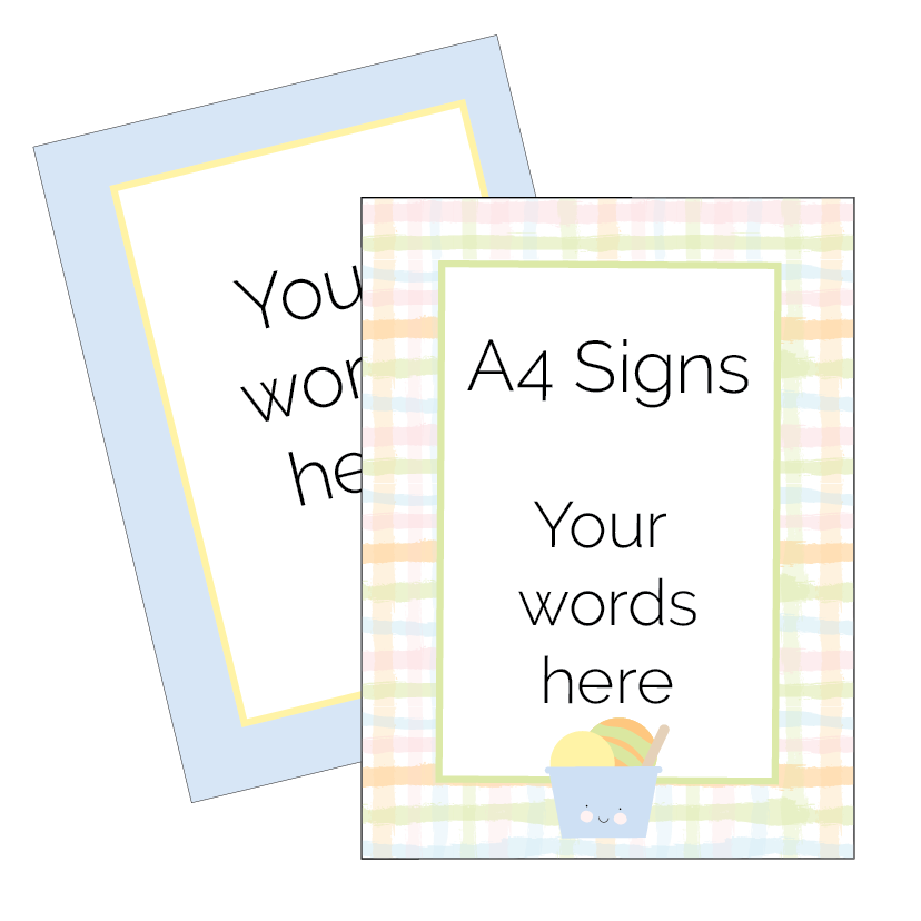 Sorbet for Days Style Editable Large Classroom Signs (A4)