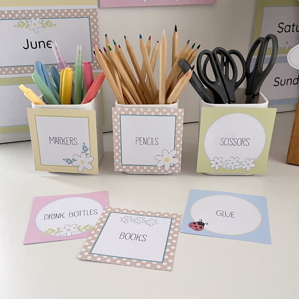 Spring Homework Label Spring Flowers Classroom Labels | Pastel Printable Decor – Happy Classroom