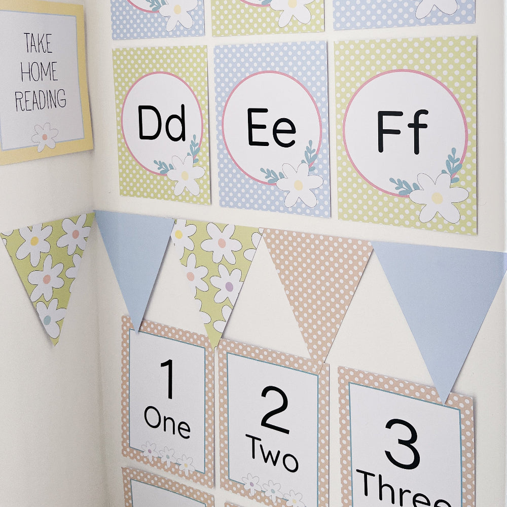 Spring Flowers triangle bunting flag - Happy Classroom