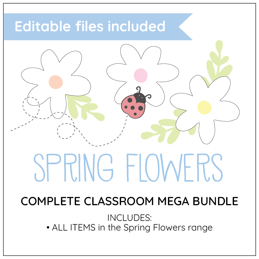 Spring Flowers Classroom Decor Bundle | Pastel Editable Teacher ...
